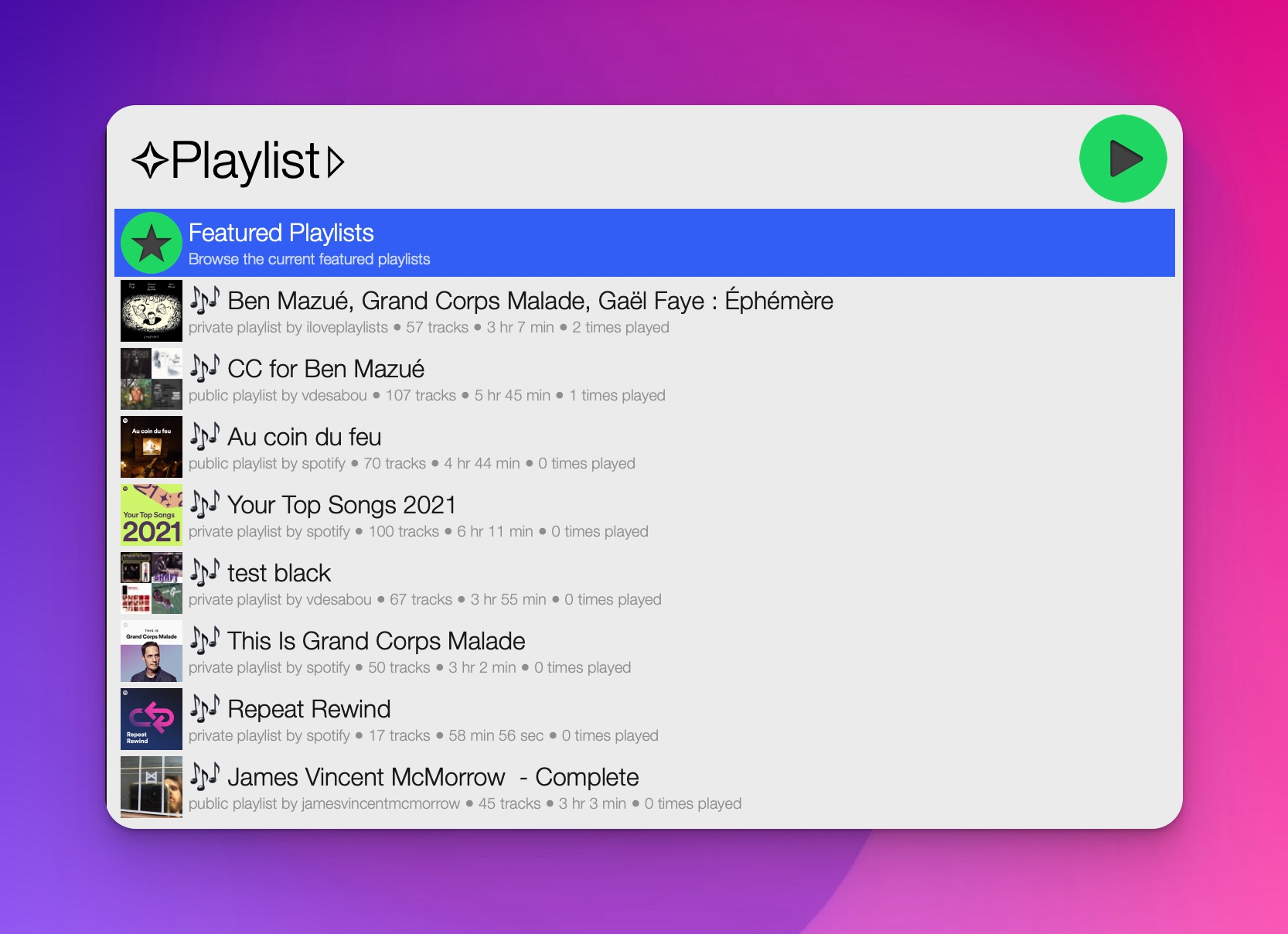 miniplay for spotify and itunes