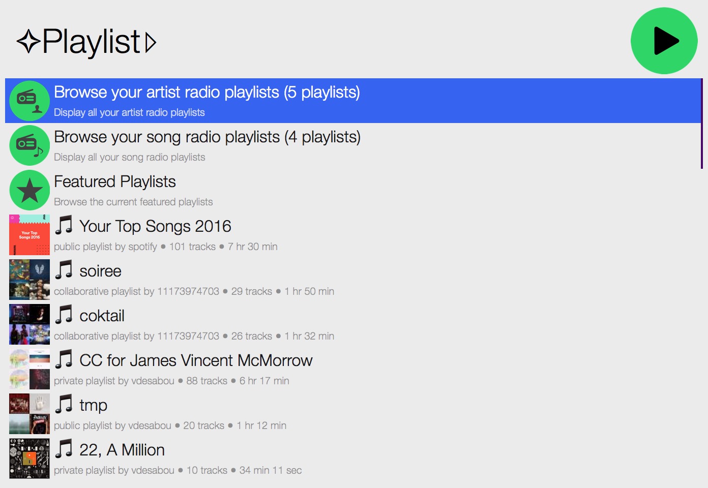 Плейлист радио. Songs for your playlist. Spotify web Player search workflows Alfred.